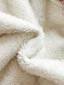 SHEIN Vintaside Kids 女童可爱印花保暖拉链外套，秋冬季 - 米色 - 查看 6