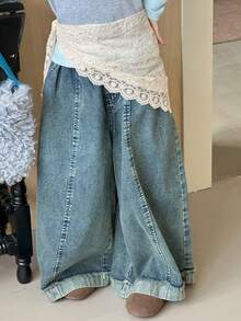 Dazy Kids Young Girls Lace Coverup Skirt - Apricot - View 4