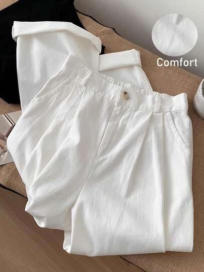 INAWLY 大码女式休闲纯色宽松阔腿裤