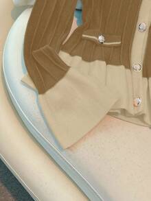 Franclia Nuevo cárdigan de punto elegante y dulce con mangas abullonadas y dobladillo con volantes para mujer, primavera/otoño - Marrón - Ver 3