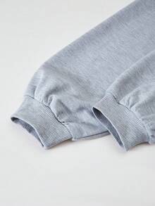 Sparklyn Teen Girl Casual Fashion Street Asymmetric Shoulder Number 33 Print Long Sleeve Sweatshirt, Autumn/Winter Fall - Grey - View 3