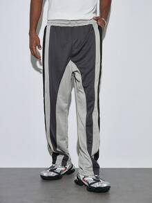 Modcrash Pantalones largos casuales para hombres con bloques de color y parches, de moda para verano, otoño y primavera, con estilo retro americano, unisex, con ajuste relajado para atuendos de verano - Adecuado para uso diario y atuendos de vacaciones de verano. - Gris Claro - Ver 8