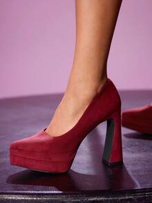 CUCCOO LuxiPop Giày cao gót đế xuồng satin dành cho nữ, phù hợp cho Giáng sinh, Halloween, lễ hội âm nhạc, trang phục đi hộp đêm vào mùa thu - Màu Đỏ Sâu - Xem 5