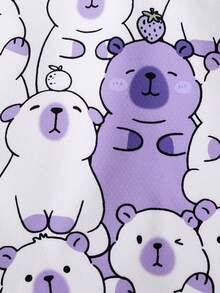 SHEIN Áo khoác lông cừu có mũ họa tiết hoạt hình cho bé gái, ấm áp cho mùa thu/đông - Nhiều màu - Xem 5