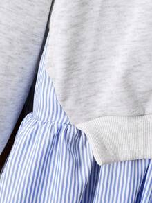 Sparklyn 1pc Tween Girls Sweatshirt Dress, Casual Sweet 2 In 1 Dress Suitable For Autumn Daily Wear - Grey - View 5