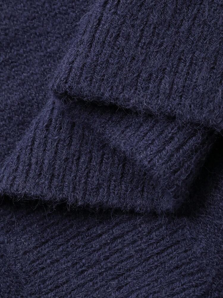 Dazy Plus Solid Color Round Neck Fitted Long Sleeve Sweater With Bow Decor, Cropped Pullover For Autumn/Winter