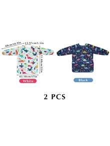 1/2pcs Kids Art Smocks Dinosaur Painting Apron For Children Waterproof Artist Smock With Long Sleeve And 3 Pockets For Age 3-8 Years - Multicolor - View 15