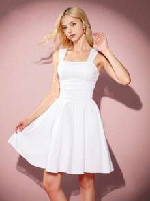 Teen Girls Elegant Comfortable Loose Pleated A-Line Dress Summer Holiday