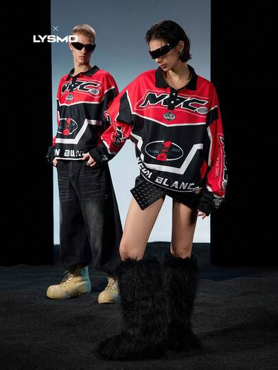 NEON BLANC X LYSMO COLLAB Men's Colorblock Letter Print T-Shirt, Couple Things