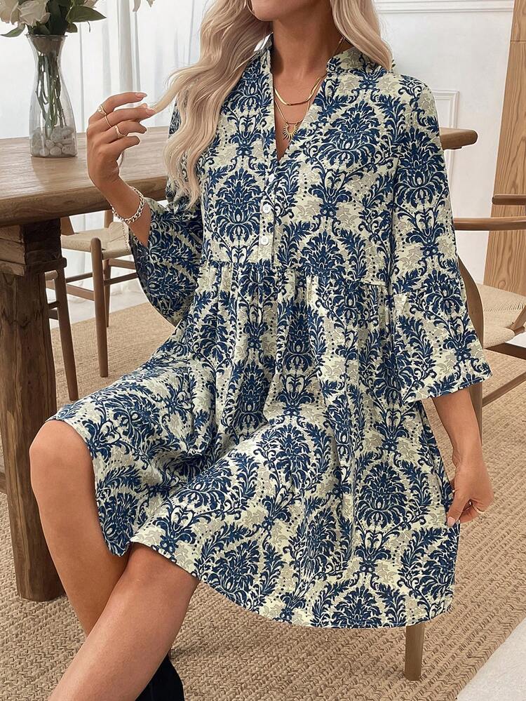 Women's Fashion Casual Printed Short Dress