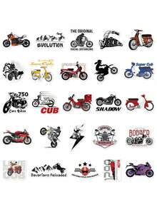 50 Piezas/Paquete Pegatinas de motocicleta vintage resistentes al agua Calcomanías para fundas de teléfonos, portátiles, botellas de agua, monopatines Vuelta al colegio, Halloween - Multicolor - Ver 4