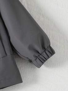 Genkimix Kids 年轻男孩休闲简约拼布口袋连帽风衣，宽松舒适夹克，适合春秋季日常穿着、旅行、派对、拍照 - 深灰色 - 查看 6