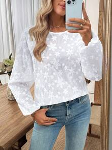 EMERY ROSE Camisa con botones y estampado de silueta para mujer, otoño - Blanco - Ver 5