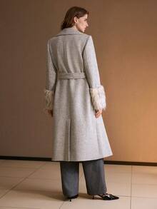 MOTF PREMIUM WOMEN WOOL DOUBLE BREASTED OVERCOAT, AUTUMN/WINTER - Grey - View 6