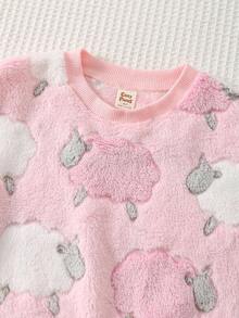 Cozy Pixies Set de 2 piezas con sudadera de cuello redondo de manga larga y pantalón jogger de cintura elástica con estampado floral para niña joven - Rosa - Ver 5