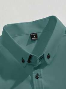 Manfinity Mode Herren Lässig Langarm Hemd mit Knopfleiste, geeignet für Büro und Pendeln