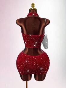 Amplova 2 chiếc áo yếm nhung thêu sequin cho nữ có viền tua rua, gợi cảm, thích hợp mặc nhiều lớp khi dự tiệc, gợi cảm và dễ thương - Nhiều màu - Xem 2