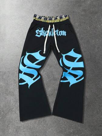 Street Life Pantaloni della tuta con gamba dritta e stampa grafica, stile streetwear unisex, adatti per autunno/inverno