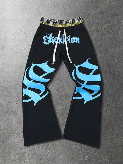 Street Life Pantalones de chándal de pierna recta con estampado gráfico, estilo streetwear unisex, para otoño/invierno