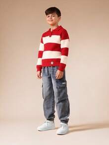 SUMWON Denim Pull On Jogger Jeans With Cargo Pockets And Elastic Cuffs For School And Casual Wear