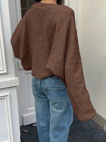 Sunnyshic Casual Minimalist Versatile Front Open Loose Cardigan, Autumn/Winter