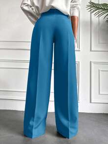 Women's Plain And Simple Daily Wear Suit Pants - Blue - View 2