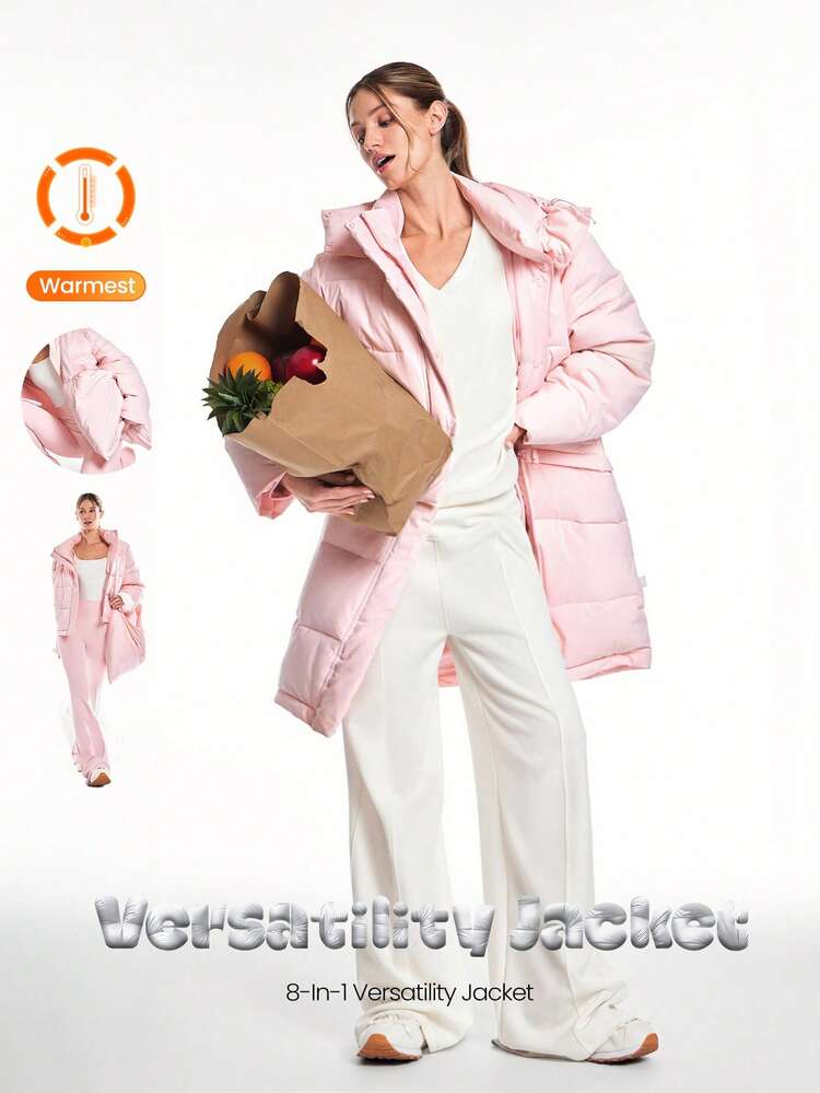 Veste polyvalente 8-en-1 avec pouce, légère, souple, chaude, déperlante et résistante aux plumes. Idéale pour l'automne et l'hiver, pour un usage quotidien et en extérieur