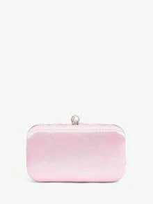 SHEIN Belle Fashion Women's Rhinestone Floral Embellished Evening Bag With Long Chain - Pink - View 3
