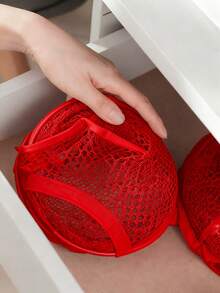 Giỏ đựng đồ giặt có thể gấp gọn có túi, Giỏ đựng quần áo lưới lớn có thể gấp gọn có tay cầm, Tiết kiệm không gian lưu trữ cho tủ quần áo ký túc xá - Đỏ - Xem 4