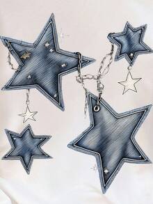 SHEIN Fashionable Star Print, Casual & Simple Loose Thick Crew Neck Sweatshirt Suitable For Teen Girls In Autumn And Winter - White - View 5