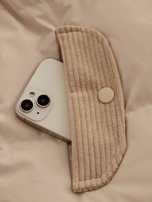 Manfinity NXTstreet 男士字母刺绣拉链休闲冬季夹克 - 卡其色 - 查看 6