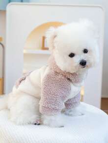 PETSIN 1 件宠物服装，猫狗通用连帽衫，冬季加厚保暖夹克 - 粉帽 - 查看 5