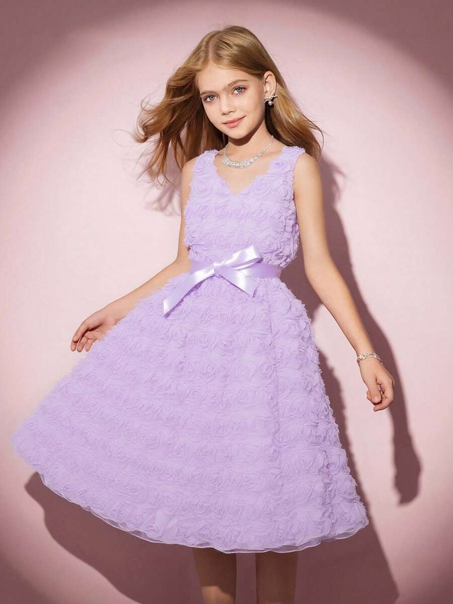 Tween Girl 休闲花朵印花无袖连衣裙