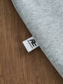 TOKVUE Men's Winter Elastic Solid Color Street Style Gray Sports Suit, Embroidered Details, Men's Sportswear, Men's 2 Pieces Sportswear Set - Light Grey - View 7