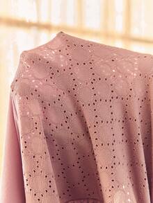 Lullawish Váy ngủ nữ viền bèo nhún khoét rỗng họa tiết Bohemian Jacquard, mùa đông - Bụi tím - Xem 7