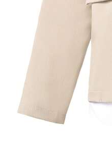 SHEIN 2pcs/Set Teen Boy Gentleman Outfit, Beige Slim Fit Suit Jacket + Dress Pants, Elegant, Formal Attire Suitable For Birthday Party, Gala, Performance, Hosting, Wedding Season