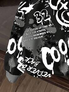 Moletom infantil masculino de malha macia e confortável, estilo casual minimalista, com estampa de rostinho fofo, console de videogame, moda urbana, esportivo e casual, com estampa de grafite. Ideal para outono/inverno. - Multicolorido - Ver 3