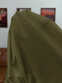 SHEIN EZwear Áo thun tay dài cổ đứng dệt kim gân màu xanh ô liu, size lớn - xanh quân đội - Xem 8