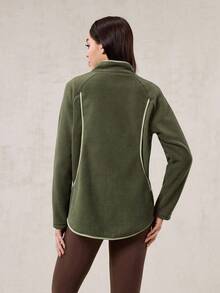 OutZeal Damska kurtka polarowa termiczna z boczną kieszenią i otworem na kciuk, zapinana na zamek, idealna na zimę, jesień, wędrówki, kemping