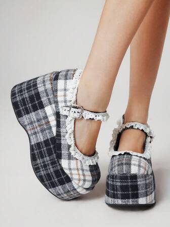 Kawaii Stivaletti alla caviglia e stivaletti corti da donna in stile Y2K punk goth con lacci e suola platform soffice