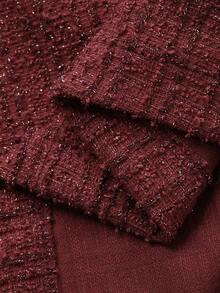 DAZY 优雅纹理纽扣装饰方领女士迷你连衣裙，秋季圣诞