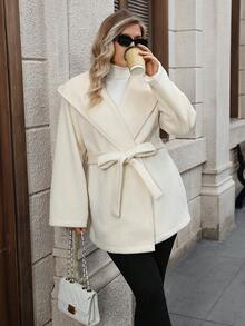 INAWLY Plus Size Women Long Coat, New Style - Apricot - View 4