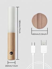 1PC Imitation Wood Grain Smart Human Body Sensor Night Light, LED Rechargeable Corridor Wall Lamp, Motion Sensor Light, USB Powered, Suitable For Bathroom, Toilet, And Corridors - warm light - View 15