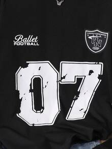 SHEIN Áo thun dài tay dáng rộng kiểu Mỹ dành cho bé gái tuổi teen, chất liệu mềm mại thoải mái, phù hợp cho thể thao, mặc thường ngày, đi học, chụp ảnh, du lịch và nhiều dịp khác, nhẹ nhàng, là món đồ không thể thiếu cho các bé gái tuổi teen sành điệu. - màu đen - Xem 3