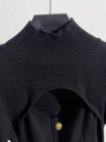 GlowEve 女士修身针织毛衣，百搭优雅，秋冬 - 黑色 - 查看 7