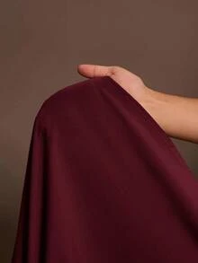 Veslaya 春夏初秋新款优雅通勤、约会、毕业典礼、生日派对宽松灯笼袖抽绳腰褶皱A字连衣裙，大码酒红色 - 酒紅色 - 查看 8