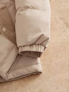 Manfinity NXTstreet 男士字母刺绣拉链休闲冬季夹克 - 卡其色 - 查看 5