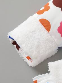 Áo khoác nỉ có mũ in hoa nhiều màu sắc cho bé gái, lót lông màu nâu, dễ thương, thoải mái, phù hợp cho mùa thu đông, ấm áp và thoải mái - Nhiều màu - Xem 5