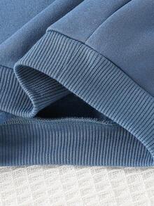 Cozy Pixies 2件套男婴字母印花圆领长袖连帽衫和松紧腰慢跑裤套装 - 藍色 - 查看 6