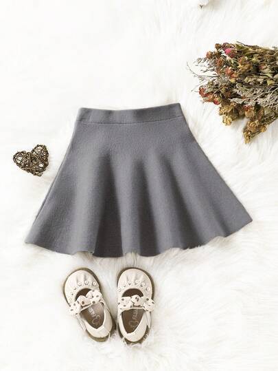SHEIN Young Girl Solid Color Ruffle Hem Casual Versatile Mini Skirt Sweater Dress Girls Gray Skirt Kids Skirt Girls Skirt Cute Skirts For Kids Grey Skirt Skirt For Kids Kids Gray Skirt Kids Sweaters For Girls Girl Clothes Autumn And Winter Clothes Girls Knit Skirt Cute Girls Skirt Girls Grey Skirt